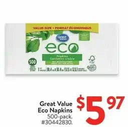 Walmart Great Value Eco Napkins offer