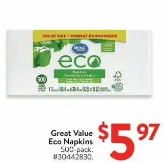 Walmart Great Value Eco Napkins offer