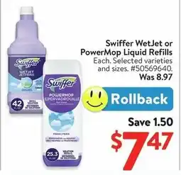 Walmart Swiffer WetJet or PowerMop Liquid Refills offer