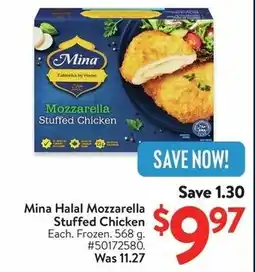 Walmart Mina Halal Mozzarella Stuffed Chicken offer