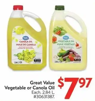 Walmart Great Value Vegetable or Canola Oil offer