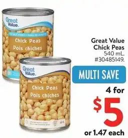 Walmart Great Value Chick Peas offer