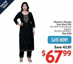 Walmart Women's Dweep Sara Kurti Set offer