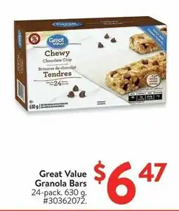 Walmart Great Value Granola Bars offer