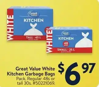 Walmart Great Value White Kitchen Garbage Bags offer