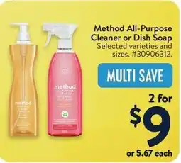 Walmart Method All-Purpose Cleaner or Dish Soap offer