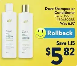 Walmart Dove Shampoo or Conditioner offer