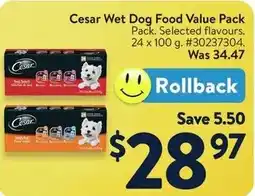 Walmart Cesar Wet Dog Food Value Pack offer