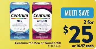 Walmart Centrum for Men or Women offer