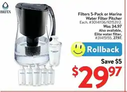 Walmart Filters 5-pack or marina water filter pitcher offer