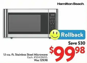 Walmart 1.1-cu. ft. Stainless Steel Microwave offer