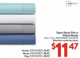 Walmart Open Stock Flat or Fitted Sheets offer