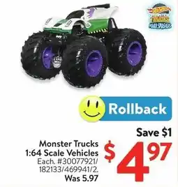 Walmart Monster Trucks 1:64 Scale Vehicles offer