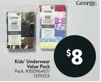 Walmart George kids' underwear value pack offer