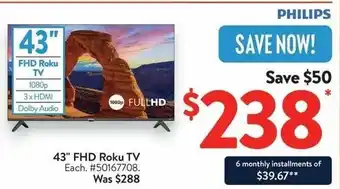 Walmart 43" FHD Roku TV offer