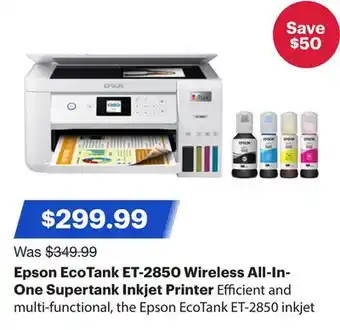 Best Buy Epson EcoTank ET-2850 Wireless All-In-One Supertank Inkjet Printer offer