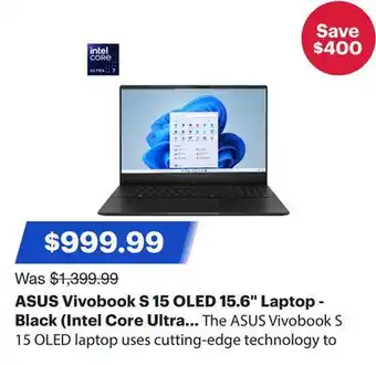 Best Buy ASUS Vivobook S 15 OLED 15.6 Laptop - Black (Intel Core Ultra 7-155H/16GB RAM/512GB SSD/Windows 11) offer