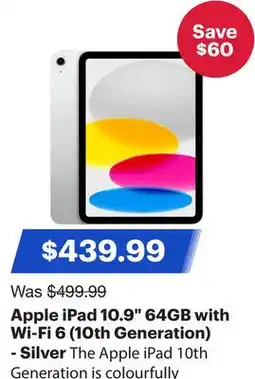 Best Buy Apple iPad 10.9 64GB with Wi-Fi 6 (10th Generation) - Silver offer