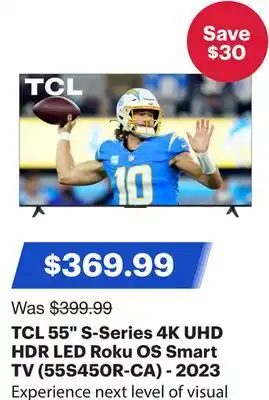 Best Buy TCL 55 S-Series 4K UHD HDR LED Roku OS Smart TV (55S450R-CA) - 2023 offer