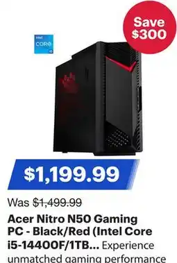 Best Buy Acer Nitro N50 Gaming PC - Black/Red (Intel Core i5-14400F/1TB SSD/16GB RAM/GeForce RTX 4060/Win 11) offer