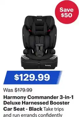 Best Buy Harmony Commander 3-in-1 Deluxe Harnessed Booster Car Seat - Black offer