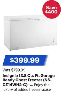 Best Buy Insignia 13.8 Cu. Ft. Garage Ready Chest Freezer (NS-CZ14WH2-C) - White - Only at Best Buy offer