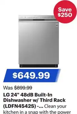 Best Buy LG 24 48dB Built-In Dishwasher w/ Third Rack (LDFN4542S) - Stainless Steel offer
