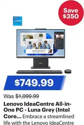 Best Buy Lenovo IdeaCentre All-in-One PC - Luna Grey (Intel Core i5-13420H/16GB RAM/512GB SSD/Windows 11) offer