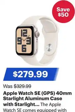 Best Buy Apple Watch SE (GPS) 40mm Starlight Aluminum Case with Starlight Sport Band - Small/Medium offer