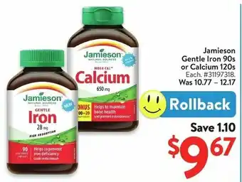 Walmart Jamieson Gentle Iron 90s or Calcium 120's offer