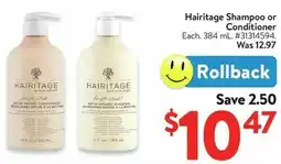 Walmart Hairitage Shampoo or Conditioner offer