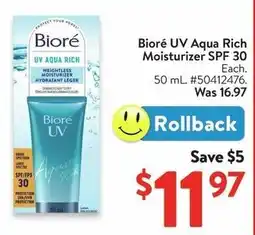 Walmart Bioré UV Aqua Rich Moisturizer SPF 30 offer