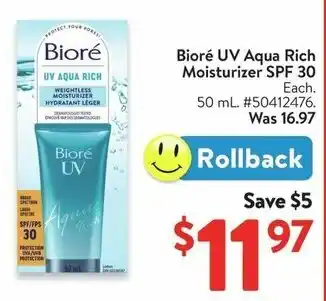 Walmart Bioré UV Aqua Rich Moisturizer SPF 30 offer