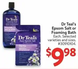 Walmart Dr Teal's Epsom Salt or Foaming Bath offer