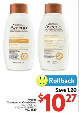 Walmart Aveeno Shampoo or Conditioner offer