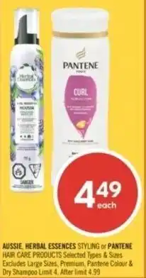 Shoppers Drug Mart Aussie, herbal essences styling or pantene hair care products offer