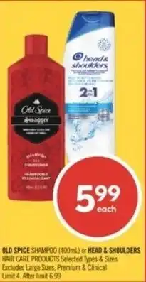 Shoppers Drug Mart Old spice shampoo or head & shoulders hair care products offer