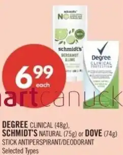 Shoppers Drug Mart Degree and schmidt's natural or dove offer