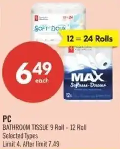 Shoppers Drug Mart Pc bathroom tissue offer