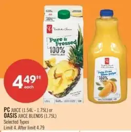 Shoppers Drug Mart Pc juice or oasis juice blends offer