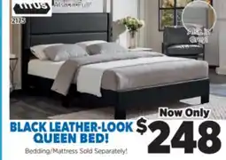 Surplus Furniture Black Leather-Look Queen Bed offer