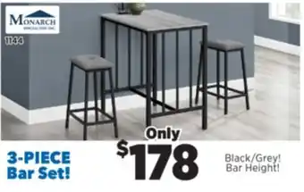 Surplus Furniture Grey/Black Metal 3PC Bar Set offer