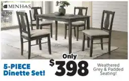 Surplus Furniture Kaylee Weather 5Pc Dinette Set offer