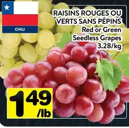 Supermarché PA RAISINS ROUGES OU VERTS SANS PÉPINS | Red or Green Seedless Grapes offer