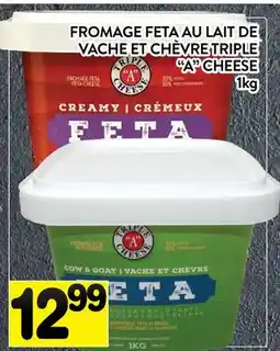 Supermarché PA FROMAGE FETA AU LAIT DE VACHE ET CHÈVRE TRIPLE A CHEESE offer