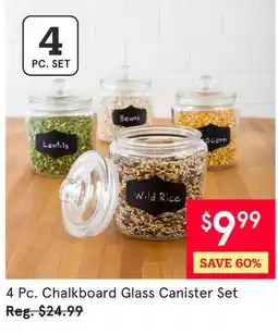 Kitchen Stuff Plus 4 Pc. Chalkboard Glass Canister Set offer