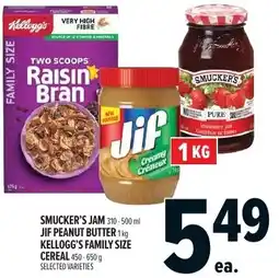 Metro Smucker's jam jif peanut butter kellogg's family size cereal offer