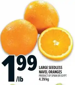 Metro Large seedless navel oranges offer