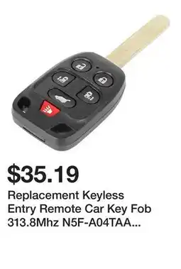 Newegg Replacement Keyless Entry Remote Car Key Fob 313.8Mhz N5F-A04TAA for 2011-2014 Honda Odyssey offer