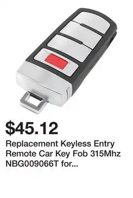 Newegg Replacement Keyless Entry Remote Car Key Fob 315Mhz NBG009066T for Volkswagen Passat 2006-2013 offer